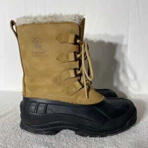 Vintage Kamik Alborg Tan Leather W Rubber Lace Up Winter Boots 11